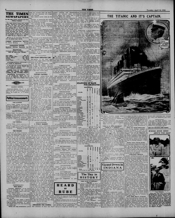 The Lake County Times du 16/04/1912